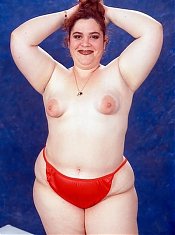 Small Titted BBW Posing Nude on Red Lingerie