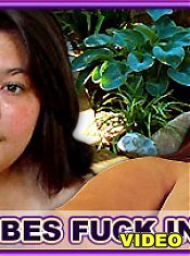 Blonde fatty Cynthia gets her plump pussy packed full of a black dick outdoors